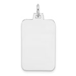 Sterling Silver Rhod.-plated Eng. Rect. Polish Front/Satin Back Disc Charm