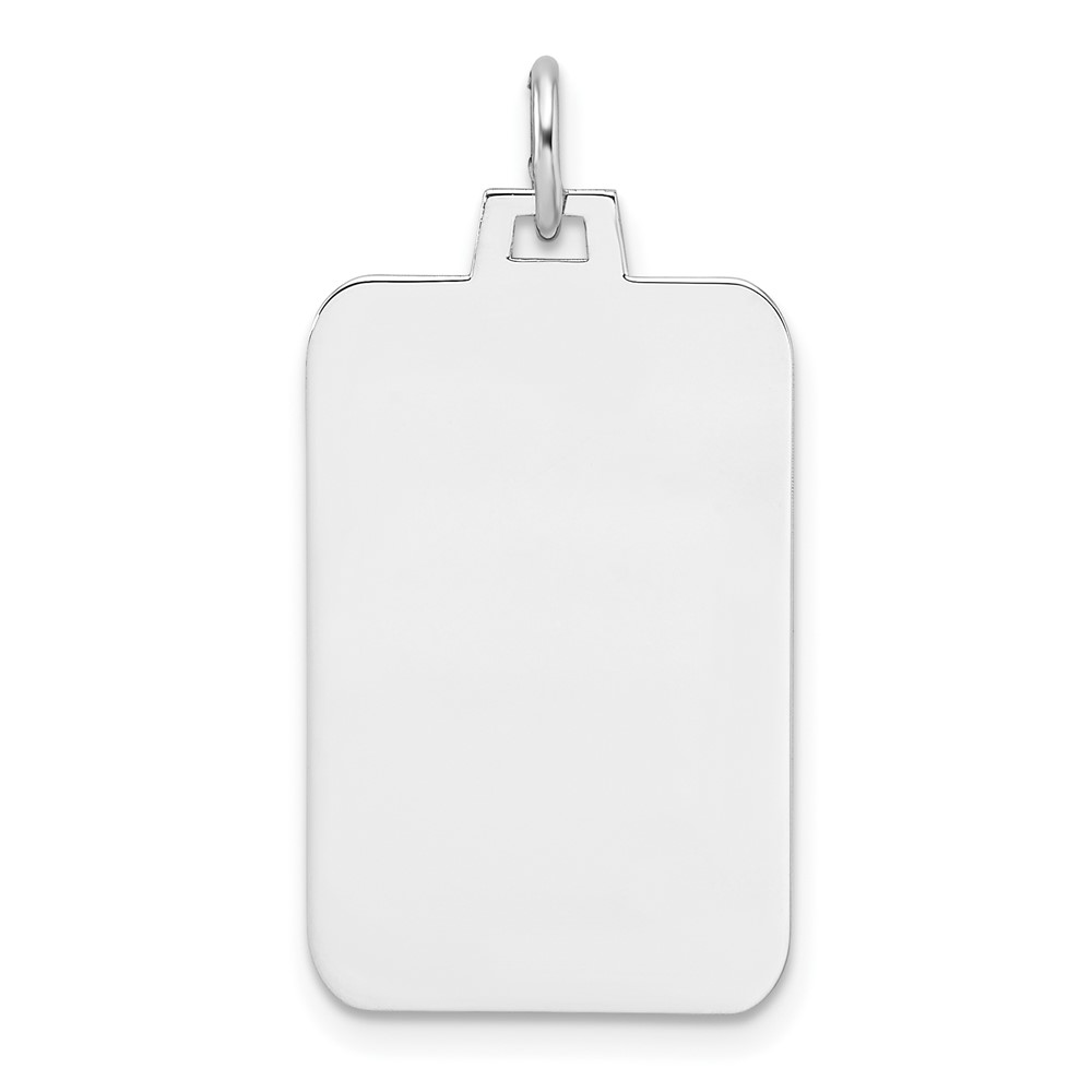 QM555-2.jpg Sterling Silver Rhod.-plated Eng. Rect. Polish Front/Satin Back Disc Charm - Image 1
