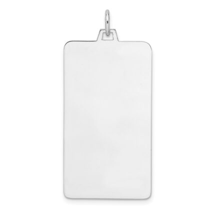 Sterling Silver Rhod-plate Eng. Rect. Polish Front/Satin Back Disc Charm