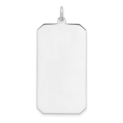 Sterling Silver Rhod-plate Eng. Rect. Polish Front/Satin Back Disc Charm