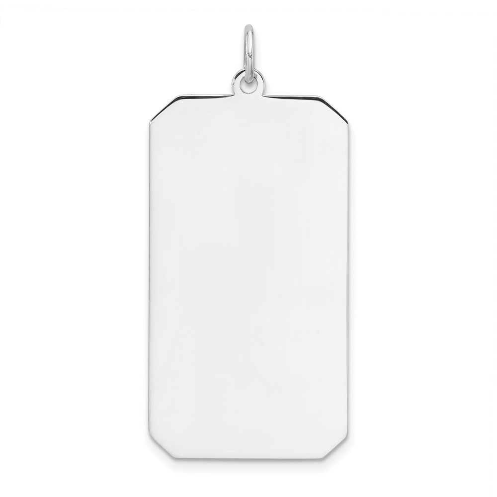 QM559-2.jpg Sterling Silver Rhod-plate Eng. Rect. Polish Front/Satin Back Disc Charm - Image 1