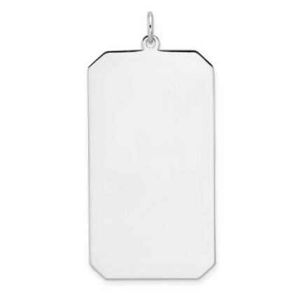 Sterling Silver Rhod-plate Eng. Rect. Polish Front/Satin Back Disc Charm