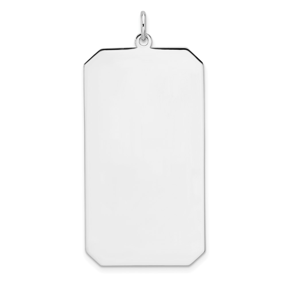 QM560-1.jpg Sterling Silver Rhod-plate Eng. Rect. Polish Front/Satin Back Disc Charm - Image 1