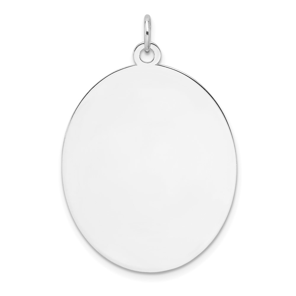 QM561.jpg Sterling Silver Rhod-plate Eng. Oval Polish Front/Satin Back Disc Charm - Image 1