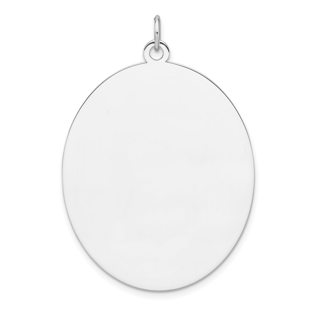QM562-2.jpg Sterling Silver Rhod-plate Eng. Oval Polish Front/Satin Back Disc Charm - Image 1