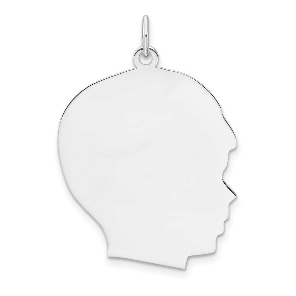 QM563P-4.jpg Sterling Silver Rh-plt Engraveable Boy Disc Charm Polish on Front/Back - Image 1