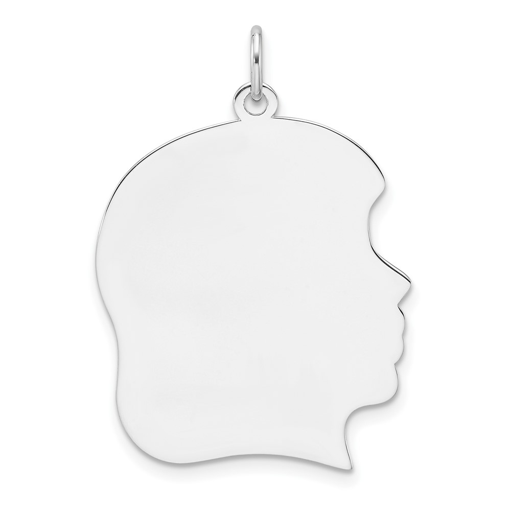 QM564P.jpg Sterling Silver Rh-plt Engraveable Girl Disc Charm Polish on Front/Back - Image 1