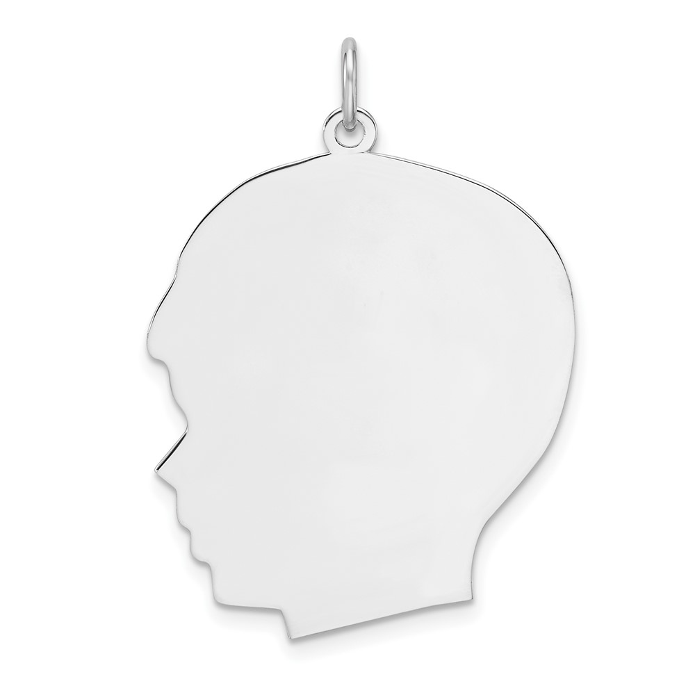 QM565-1.jpg Sterling Silver Rhod-plate Eng. Boy Polished Front/Satin Back Disc Charm - Image 1