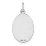 Sterl Silver Rh-plt Engraveable Oval Polished Front/Satin Back Disc Charm - Image 2