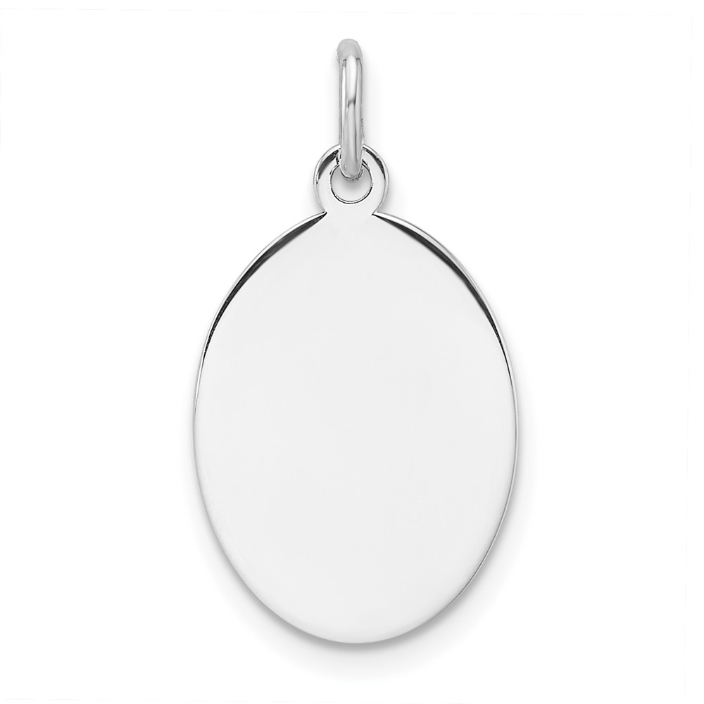 QM567.jpg Sterl Silver Rh-plt Engraveable Oval Polished Front/Satin Back Disc Charm - Image 1