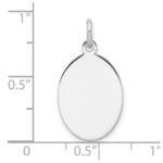 Sterl Silver Rh-plt Engraveable Oval Polished Front/Satin Back Disc Charm - Image 3