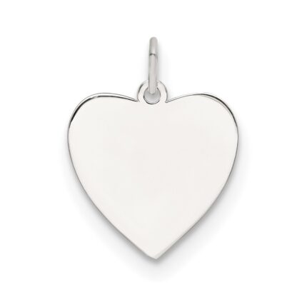 SS Rhod-plated Eng. Heart Polish Front/Satin Back Disc Charm
