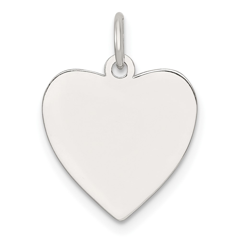 QM570-1.jpg SS Rh-plt Engraveable Heart Polished Front/Satin Back Disc Charm - Image 1