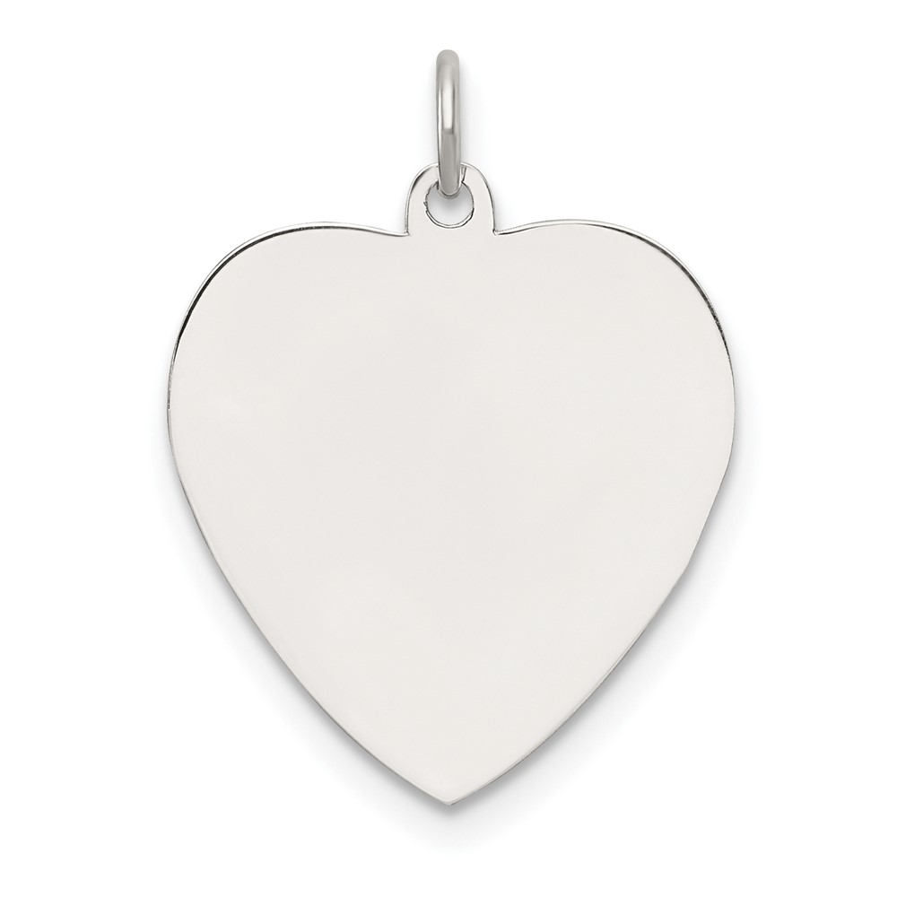 QM571.jpg SS Rh-plt Engraveable Heart Polished Front/Satin Back Disc Charm - Image 1