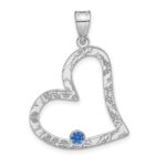 SS/Rhodium-plated 1 Birthstone Heart with SS Bezel Family Pendant - Image 2