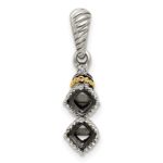 Sterling Silver Antiqued w/14k 2-stone w/Diamond Mothers Pendant Semi-Mount - Image 5