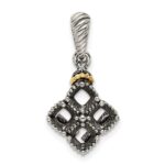 Sterling Silver Antiqued w/14k 4-stone w/Diamond Mothers Pendant Semi-Mount - Image 5