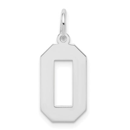 Sterling Silver/Rhodium-plated Polished Number 0 Charm