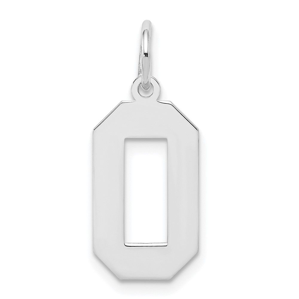 QMS00.jpg Sterling Silver/Rhodium-plated Polished Number 0 Charm - Image 1