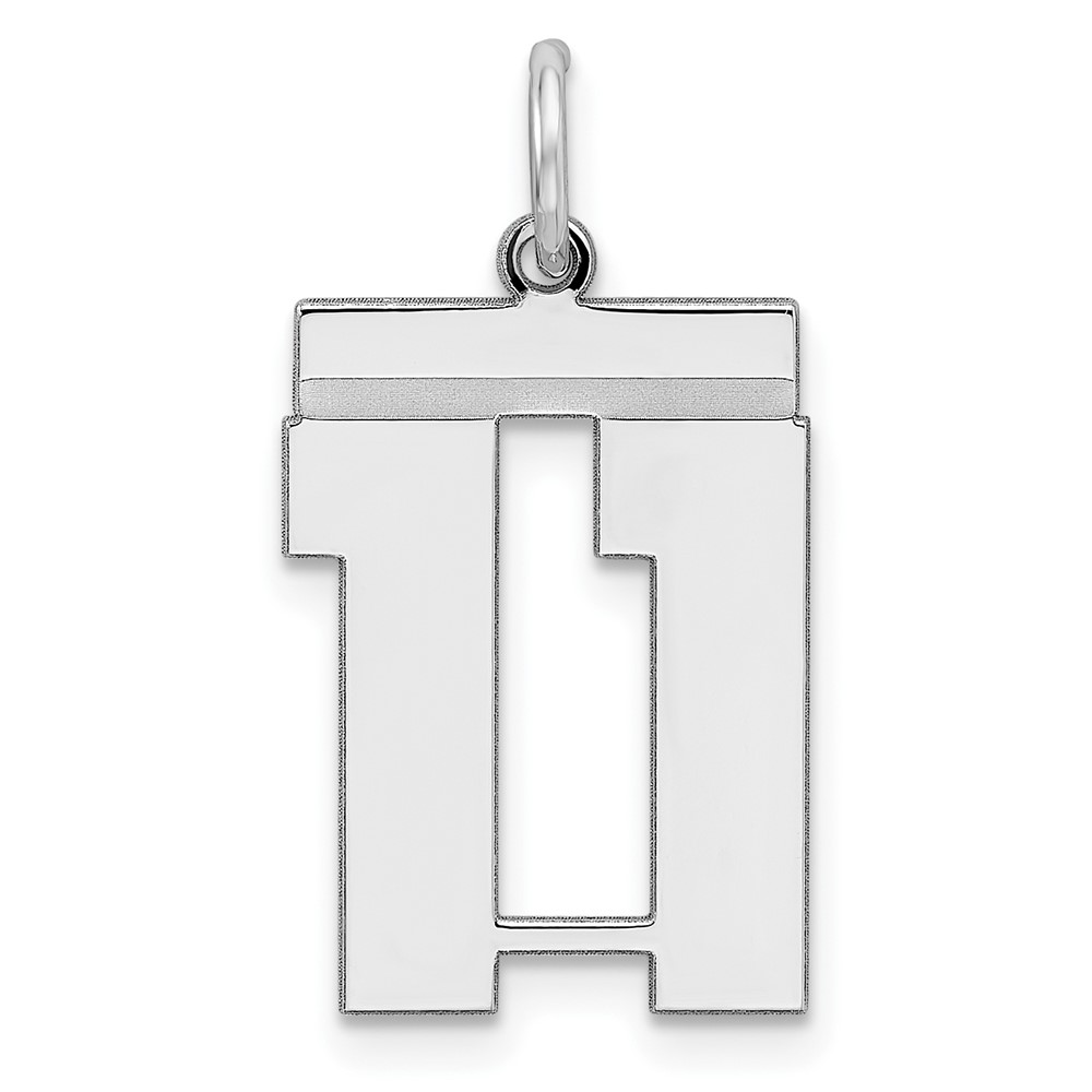 QMS11.jpg Sterling/Silver Rhodium-plated Polished Number 11 Charm - Image 1