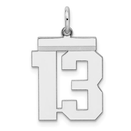 Sterling/Silver Rhodium-plated Polished Number 13 Charm