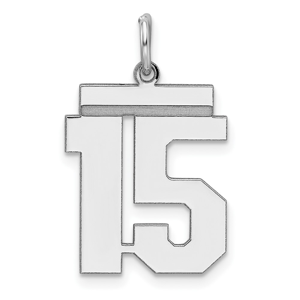 QMS15.jpg Sterling/Silver Rhodium-plated Polished Number 15 Charm - Image 1