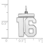 Sterling/Silver Rhodium-plated Polished Number 16 Charm - Image 3