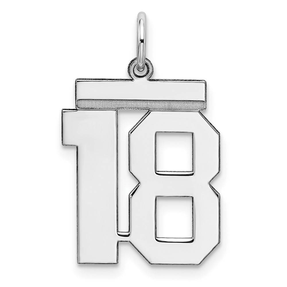 QMS18.jpg Sterling/Silver Rhodium-plated Polished Number 18 Charm - Image 1