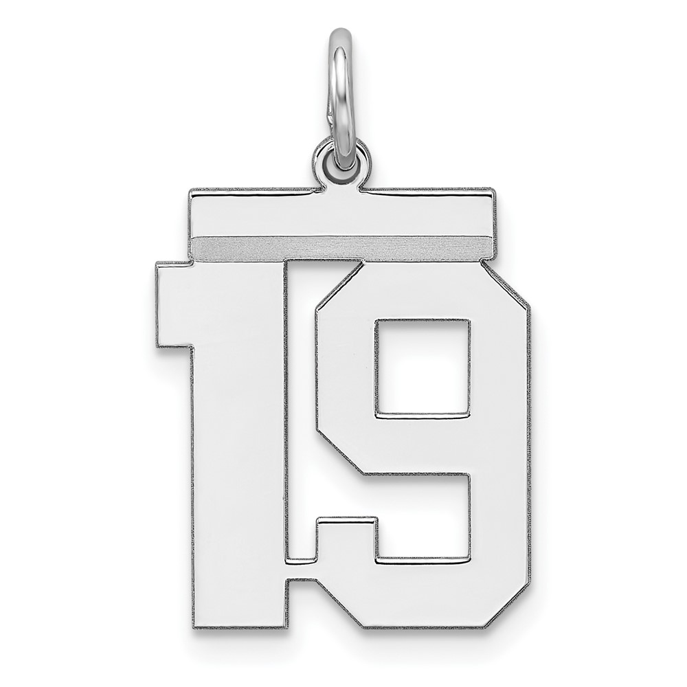 QMS19.jpg Sterling/Silver Rhodium-plated Polished Number 19 Charm - Image 1