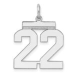 Sterling/Silver Rhodium-plated Polished Number 22 Charm