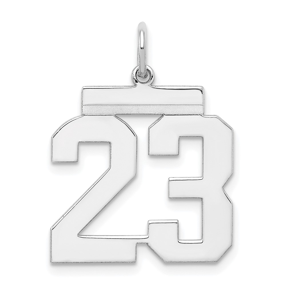 QMS23.jpg Sterling Silver/Rhodium-plated Polished Number 23 Charm - Image 1