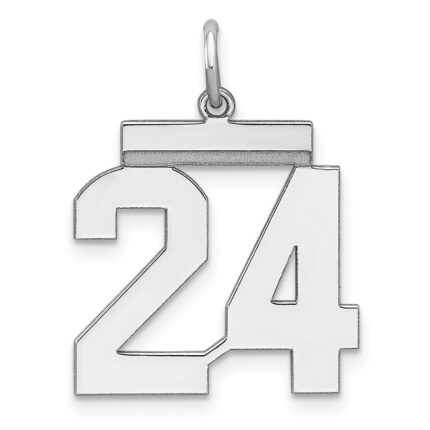 Sterling/Silver Rhodium-plated Polished Number 24 Charm