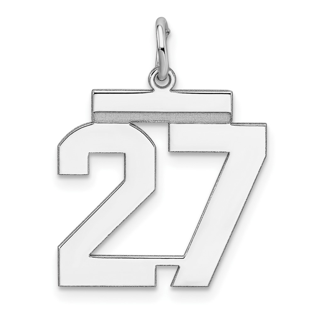 QMS27.jpg Sterling/Silver Rhodium-plated Polished Number 27 Charm - Image 1