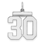 Sterling Silver Gold-plated Medium Polished Number 30 Charm