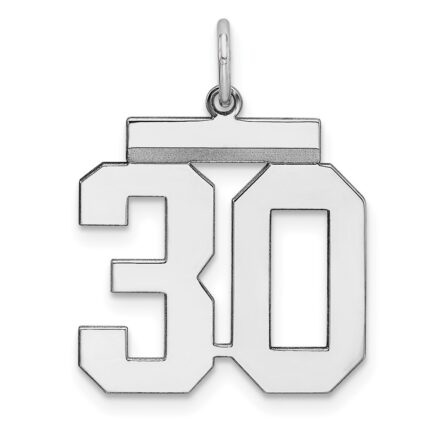 Sterling Silver Gold-plated Medium Polished Number 30 Charm