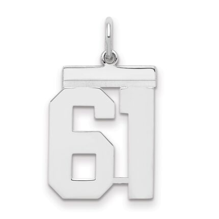Sterling/Silver Rhodium-plated Polished Number 61 Charm