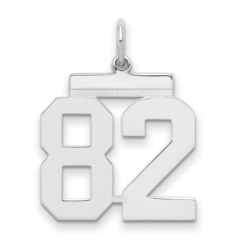QMS82.jpg Sterling/Silver Rhodium-plated Polished Number 82 Charm - Image 1