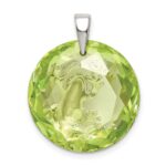 Sterling Silver Rhodium-plated Green CZ Frog Pendant - Image 4