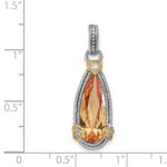 Sterling Silver & Vermeil Rhodium-plated Champagne CZ Pendant - Image 4