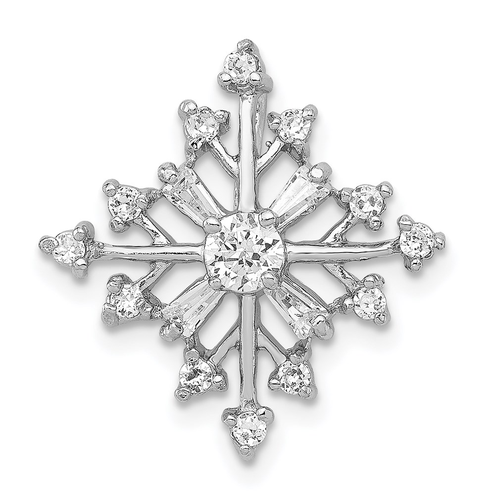QP1124.jpg Sterling Silver Rhodium-plated CZ Snowflake Slide - Image 1