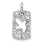 Sterling Silver Rhodium Plated CZ Peace Dove Charm