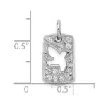 Sterling Silver Rhodium Plated CZ Peace Dove Charm - Image 3