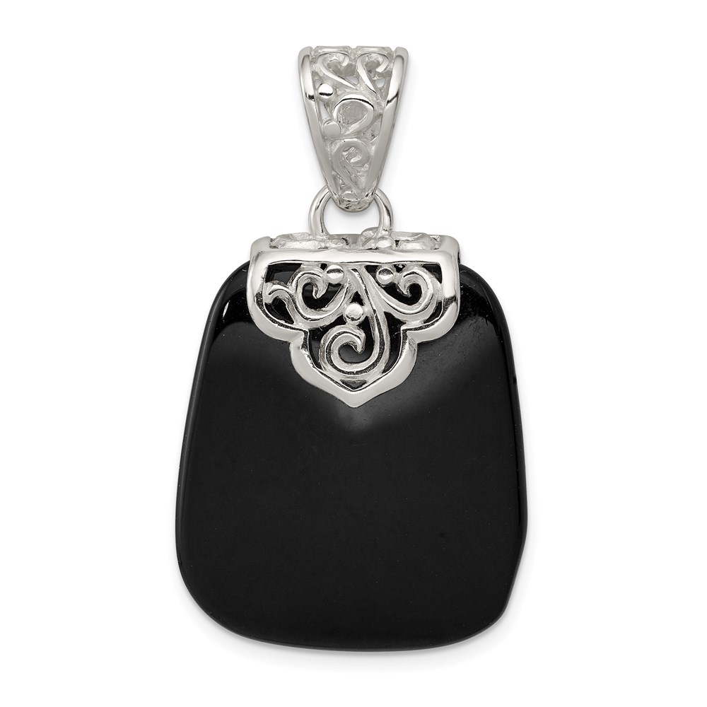 QP1293.jpg Sterling Silver Black Onyx Pendant - Image 1