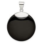 Sterling Silver Round Black Onyx Pendant - Image 4