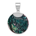 Sterling Silver Rhodium-plated Round Abalone Pendant - Image 4