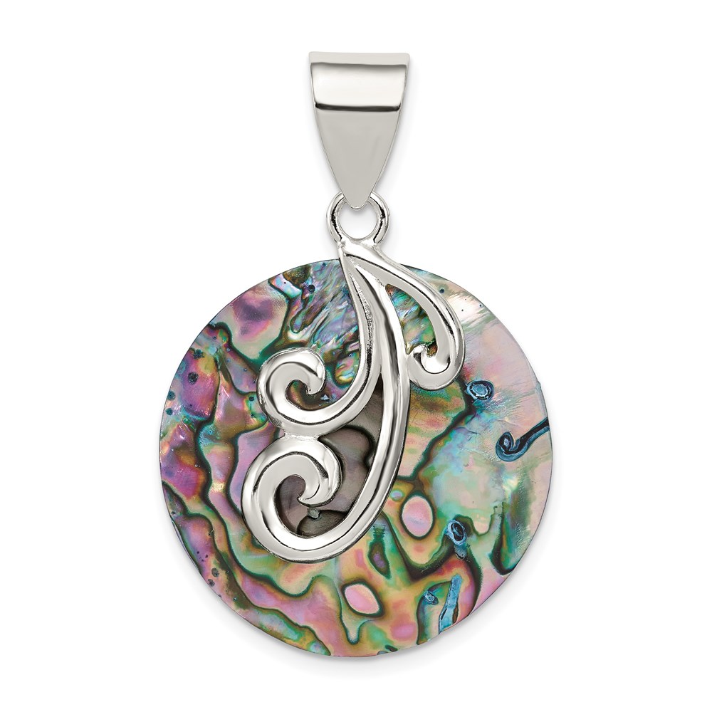 QP1311.jpg Sterling Silver Round Abalone Pendant - Image 1