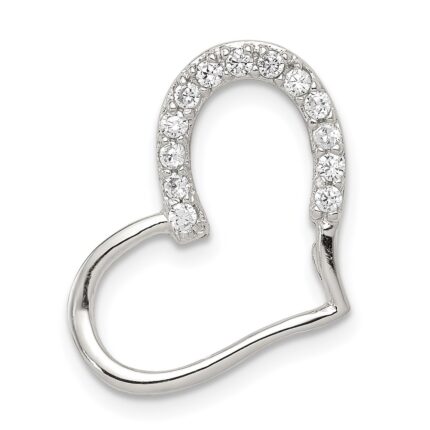 Sterling Silver Rhodium-plated CZ Heart Pendant