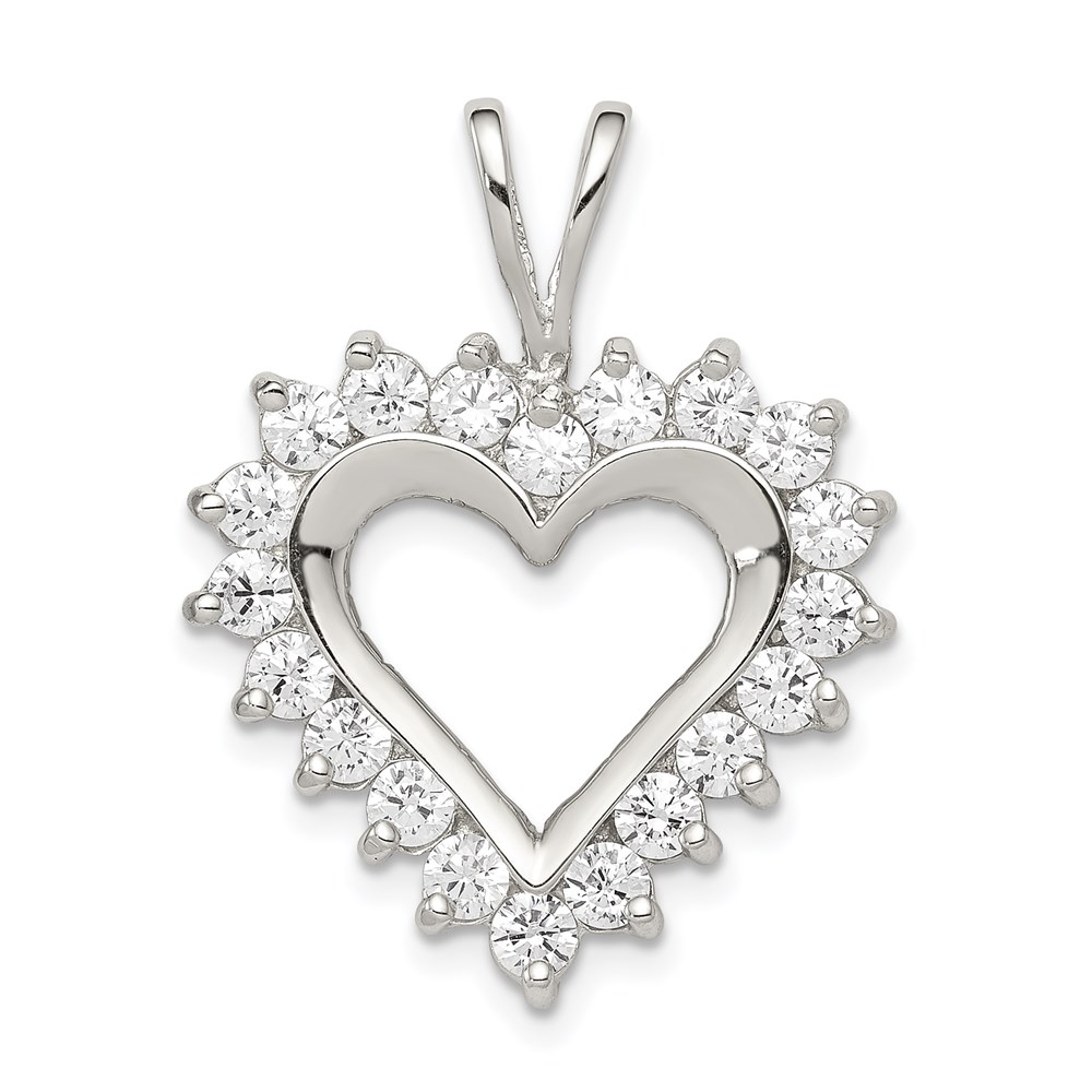 QP1339.jpg Sterling Silver Rhodium-plated CZ Open Heart Pendant - Image 1