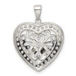 Sterling Silver Rhodium-plated CZ Filigree Heart Pendant - Image 4