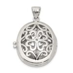 Sterling Silver Rhodium-plated CZ Fancy Filigree Oval 22mm Locket - Image 4